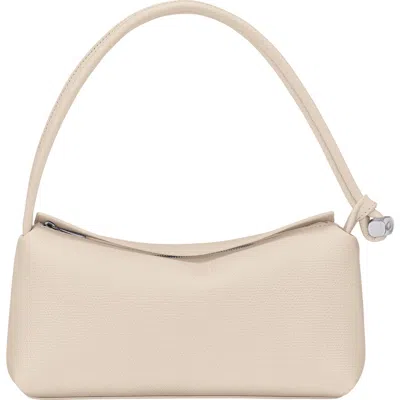 Longchamp Medium Le Roseau Leather Shoulder Bag In White