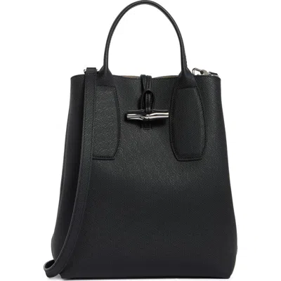Longchamp Medium Le Roseau Leather Tote In Black
