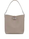 Longchamp Medium Le Roseau Leather Hobo Bag In Neutral