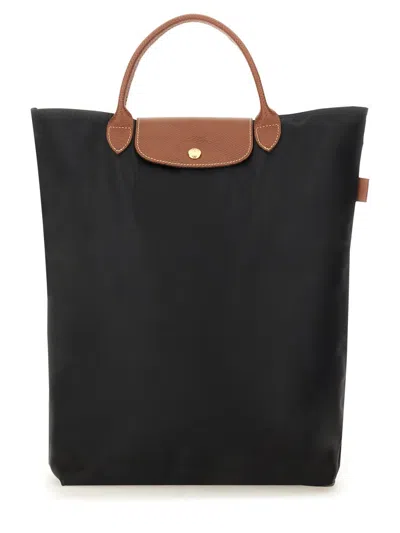 Longchamp Medium Canvas Tote Bag In Black
