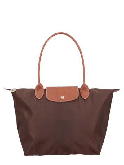 Longchamp Medium Tote Bag With Structured Silhouette And Leather Accents In Grey