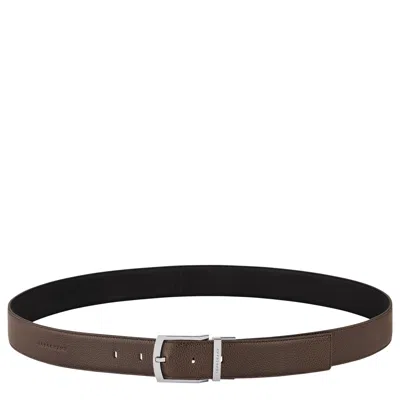 Longchamp Men's Belt Le Foulonné In Mocha/black