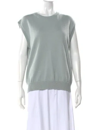 Pre-owned Longchamp Merino Wool Crew Neck Sweater In Green