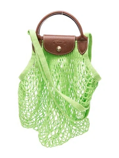 Pre-owned Longchamp Mesh Top Handle Bag In Green