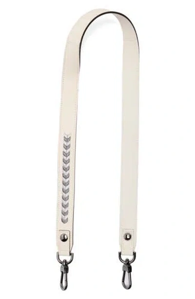 Longchamp Metallic Embroidered Leather Shoulder Strap In White