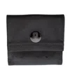 Longchamp Metallic Grey Leather Flap Button Compact Wallet In Black