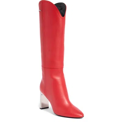Longchamp Metallic Heel Western Boot In Red