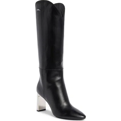Longchamp Metallic Heel Western Boot In Black