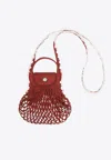 Longchamp Xs La Pliage Mesh Bag In Terracotta Colour In Orange