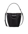 Longchamp Xs Roseau Leather Bucket Bag In Black