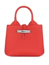 Longchamp Mini Le Roseau Grained-leather Tote Bag In Red
