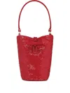 Longchamp Mini Le Roseau Sequin-embellished Bucket Bag In Red