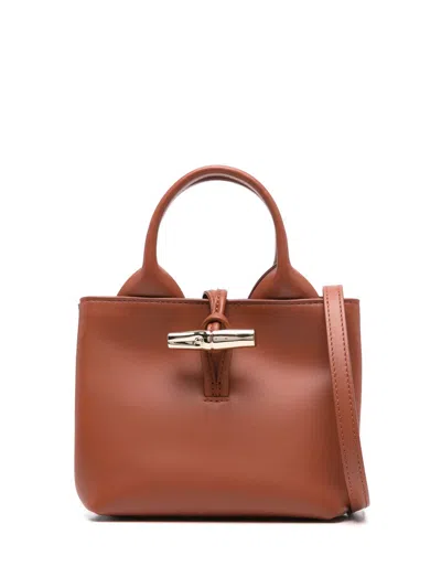 Longchamp Mini Le Roseau Tote Bag In Braun