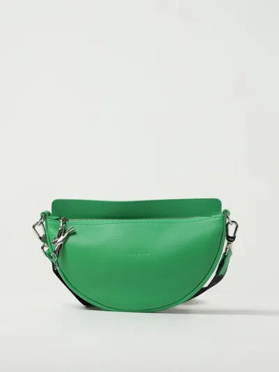 Longchamp Smile S Bag In Grained Leather With Shoulder Strap In Green