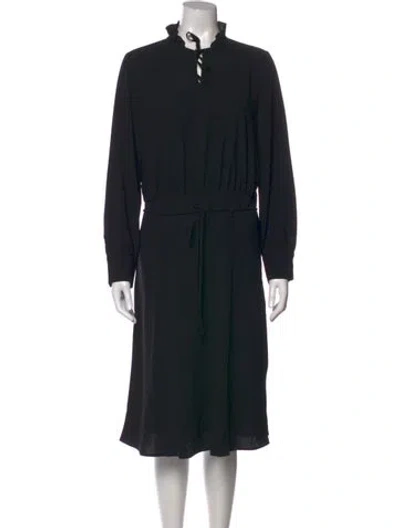 Pre-owned Longchamp Mock Neck Knee-length Dress In Black