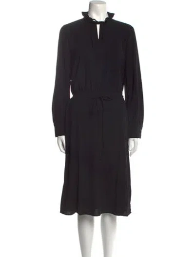 Pre-owned Longchamp Mock Neck Midi Length Dress In Black