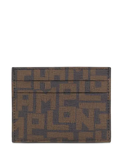 Longchamp Monogram-print Leather Card Holder In Neutral