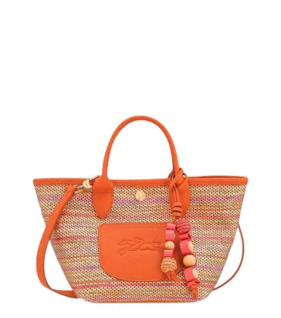LONGCHAMP NATURAL/ORANGE LE PLIAGE XS TOTE