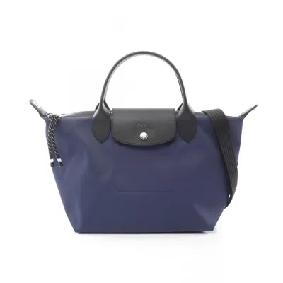 Pre-owned Longchamp Navy Canvas Leather Tote Bag ()