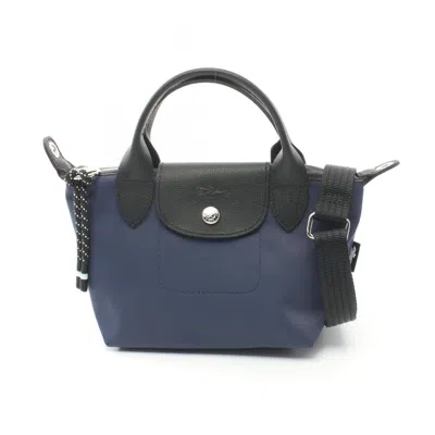 Pre-owned Longchamp Navy Nylon Leather Handbag ()