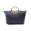 Longchamp Navy Nylon Leather Tote Bag In Multi