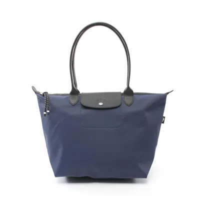 Pre-owned Longchamp Navy Nylon Leather Tote Bag ()