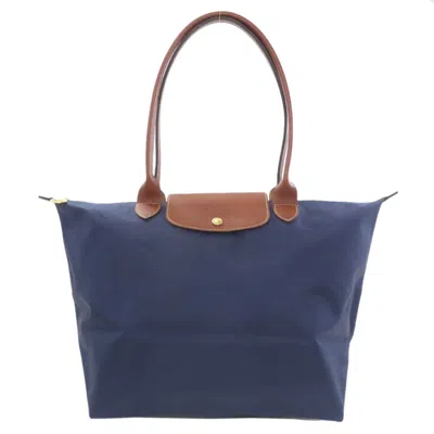 Pre-owned Longchamp Navy Nylon Tote Bag () In Blue