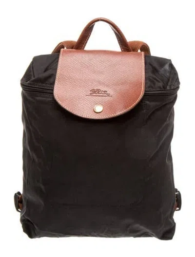 Pre-owned Longchamp Nylon Backpack In Black
