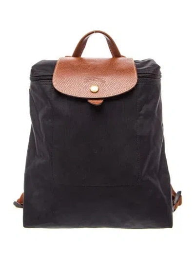 Pre-owned Longchamp Nylon Backpack In Black