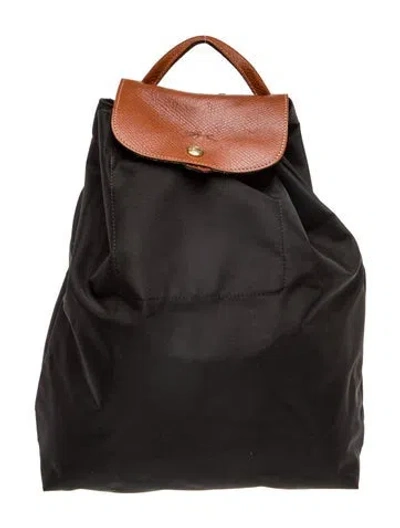 Pre-owned Longchamp Nylon Backpack In Black