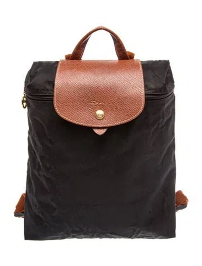 Pre-owned Longchamp Nylon Backpack In Black