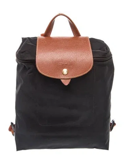 Pre-owned Longchamp Nylon Backpack In Black