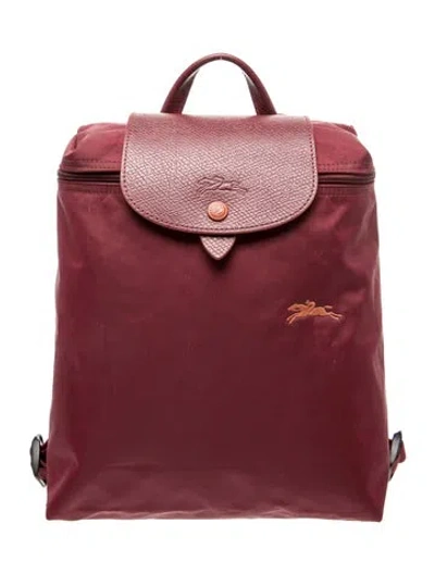 Pre-owned Longchamp Nylon Backpack In Burgundy