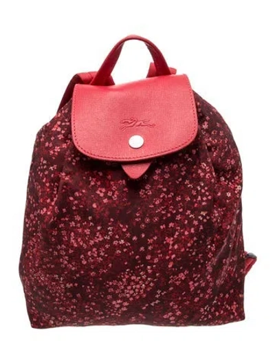 Pre-owned Longchamp Nylon Backpack In Burgundy