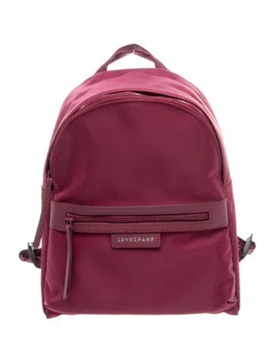 Pre-owned Longchamp Nylon Backpack In Burgundy