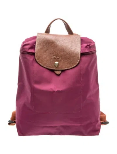Pre-owned Longchamp Nylon Backpack In Burgundy