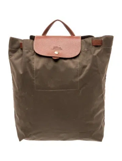 Pre-owned Longchamp Nylon Backpack In Green