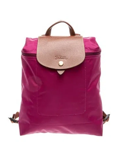 Pre-owned Longchamp Nylon Backpack In Purple