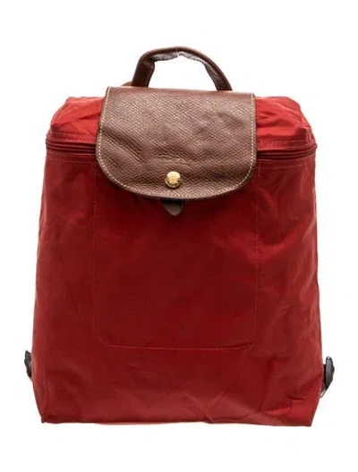 Pre-owned Longchamp Nylon Backpack In Red