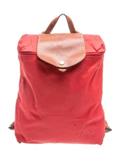 Pre-owned Longchamp Nylon Backpack In Red
