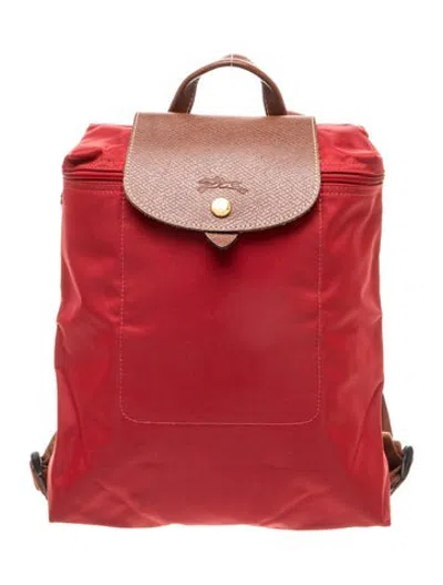 Pre-owned Longchamp Nylon Backpack In Red