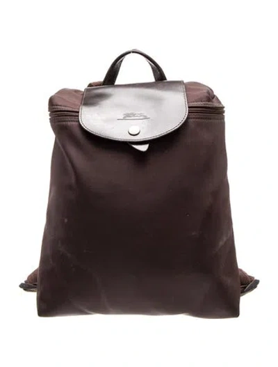 Pre-owned Longchamp Nylon Backpack Small Vintage In Brown