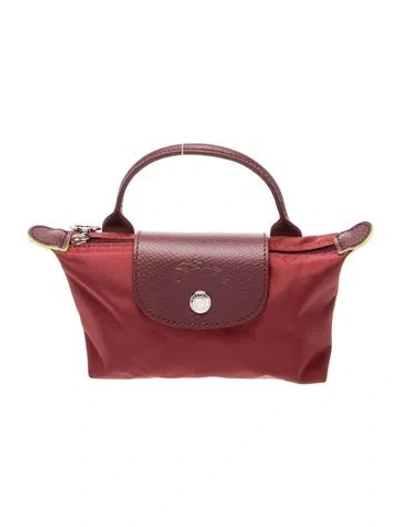 Pre-owned Longchamp Nylon Belt Bag In Burgundy