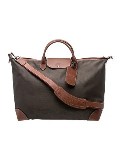 Pre-owned Longchamp Nylon Boxford L In Brown