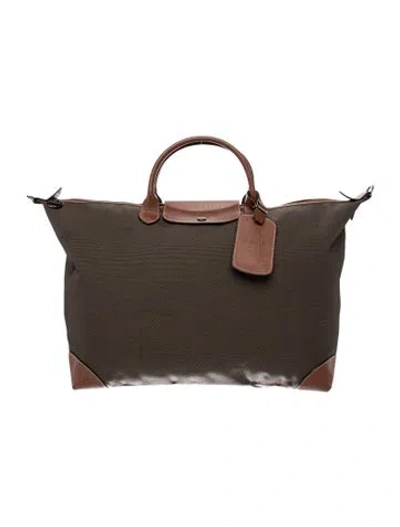 Pre-owned Longchamp Nylon Boxford Large In Brown/green