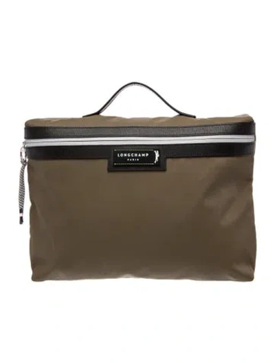 Pre-owned Longchamp Nylon Briefcase In Green