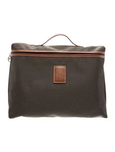 Pre-owned Longchamp Nylon Briefcase In Green