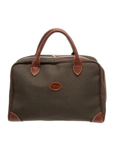 Pre-owned Longchamp Nylon Briefcase In Green
