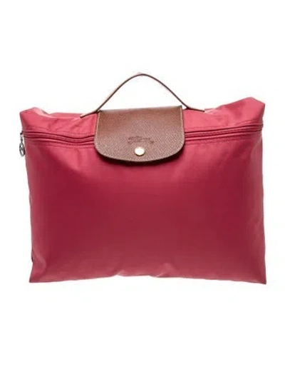 Pre-owned Longchamp Nylon Briefcase In Pink