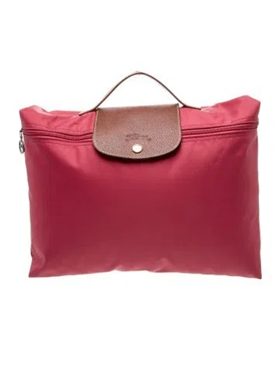 Pre-owned Longchamp Nylon Briefcase In Red